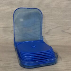 CD DVD Plastic Storage Carrying Case Blue Snap Closure HOLDS 8